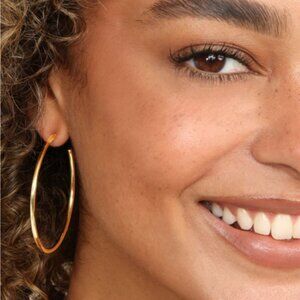 Melinda Maria not your average mom hoops earrings 2" 18K Gold Plated